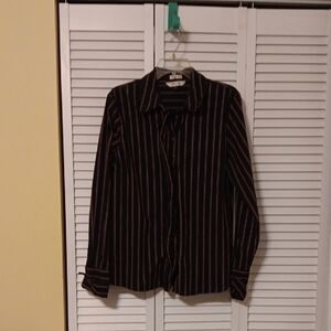 Black and Red Striped Button-Up Shirt